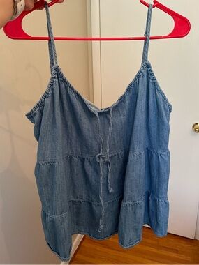 Old Navy Light Blue Denim Tiered Spaghetti Strap Camisole